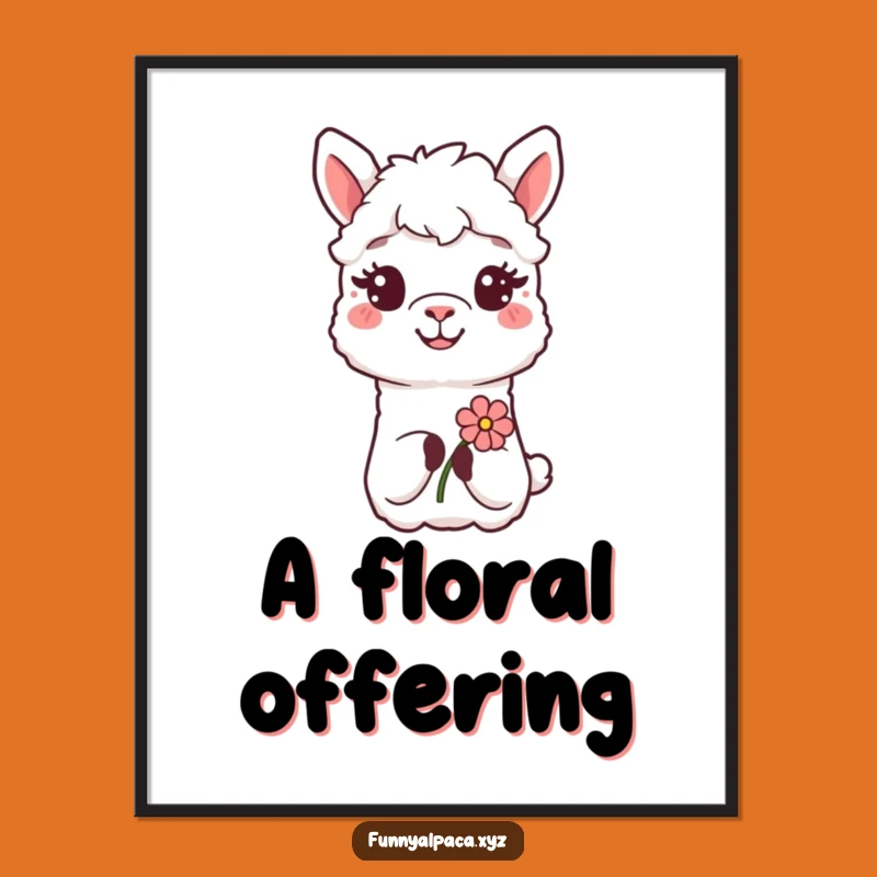 Funny Alpaca Flower Digital Art - Kind Decor, Instant Cheerful Gift!