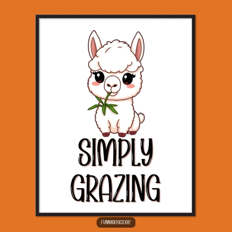 Funny Alpaca Nibbling Digital Art: Instant Cute Decor for Focused Minds!