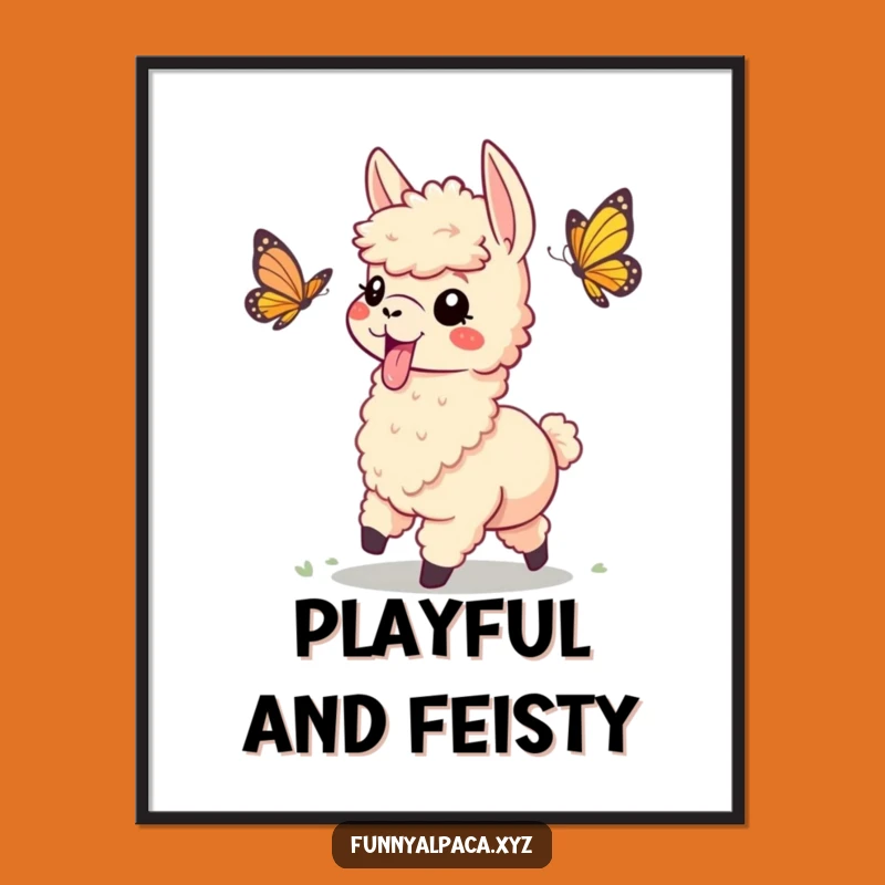 Funny Playful Alpaca Poster - Whimsical Wall Art and Humorous Gift