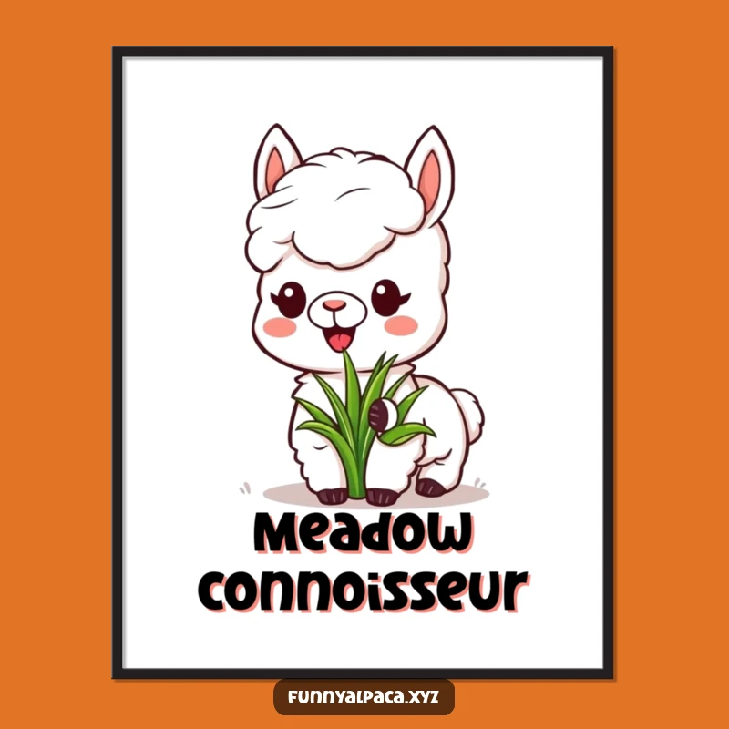 Funny Alpaca Grass Poster - Peaceful Wall Art, Hilarious Nature Gift!