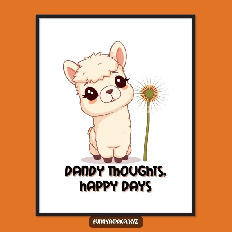 Free Printable Wall Art: Curious Alpaca Dandelion Dream Hilarious Downloadable Decor