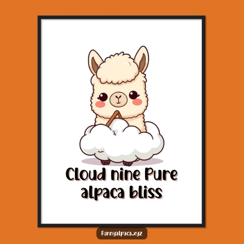Funny Free Printable Wall Art: Content Alpaca Chewing Cloud Digital Download Decor