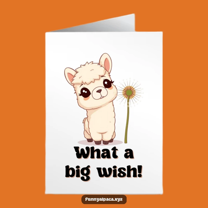 Free Printable Birthday Card: Curious Alpaca Dande-wondering Hilarious Downloadable Gift
