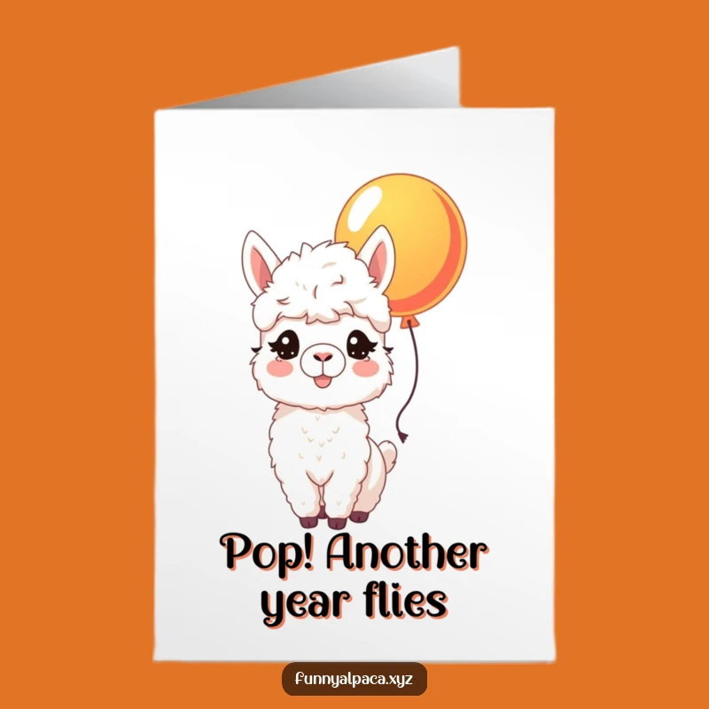 Free Printable Birthday Card: Joyful Alpaca Balloon Surprise Hilarious Downloadable Gift