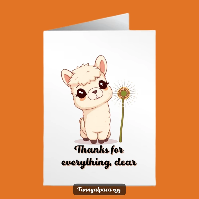 Free Printable Thank You Card: Curious Alpaca Expressing Gratitude Hilarious Downloadable Gift