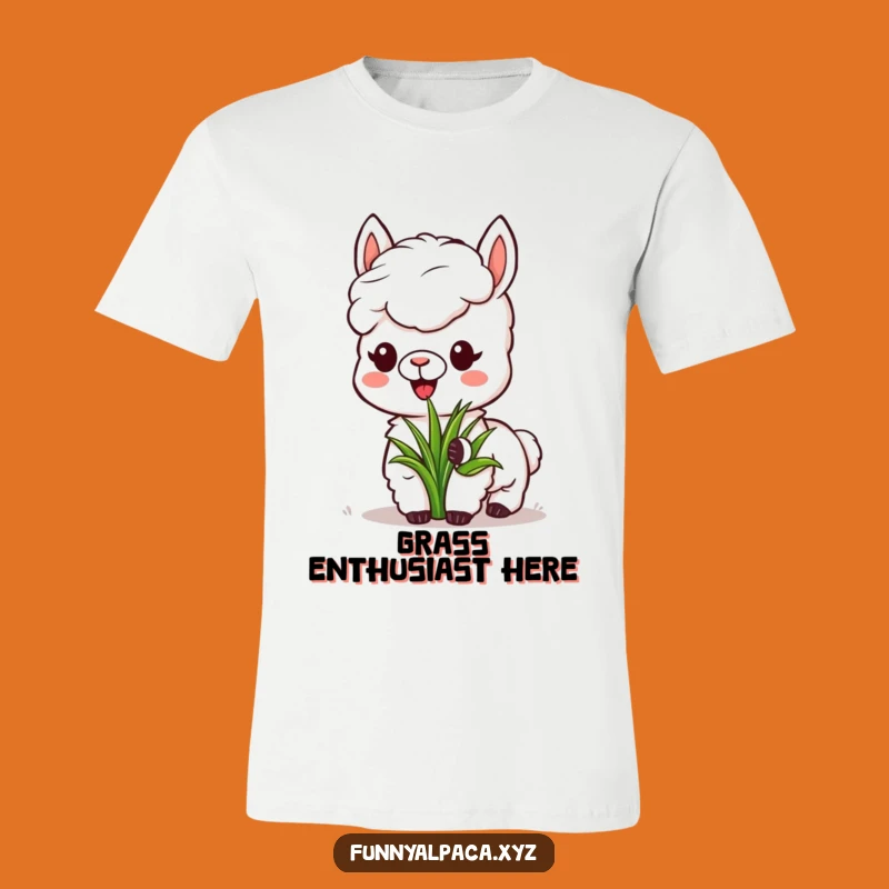 Funny Alpaca Grass Tee - Happy Munching Shirt, Perfect Gift for Alpaca Fans!