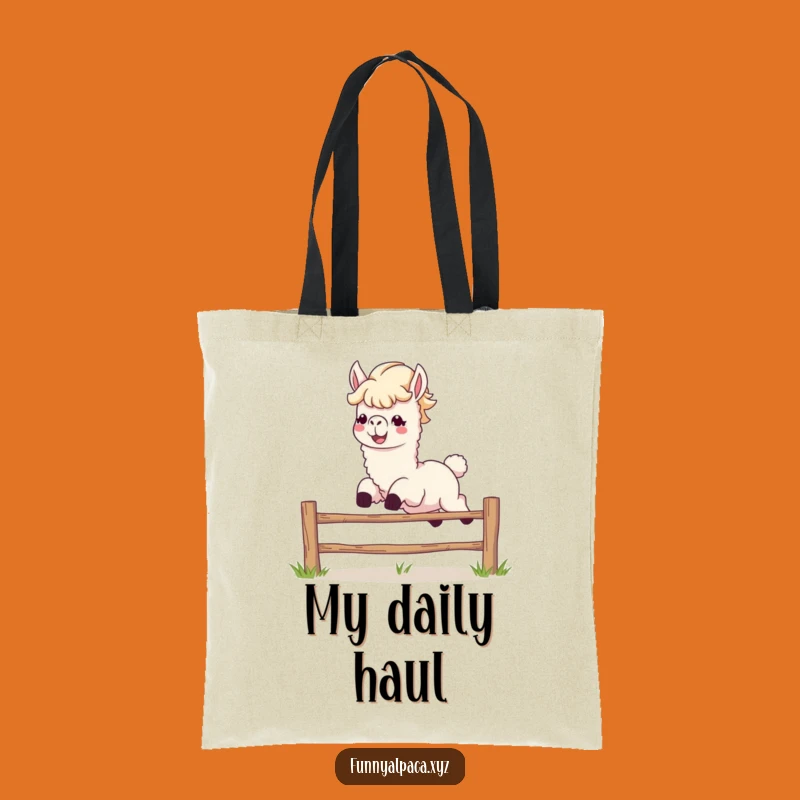 Funny Alpaca Leaping Tote Bag: Animal Humor Accessory, Ideal Funny Gift